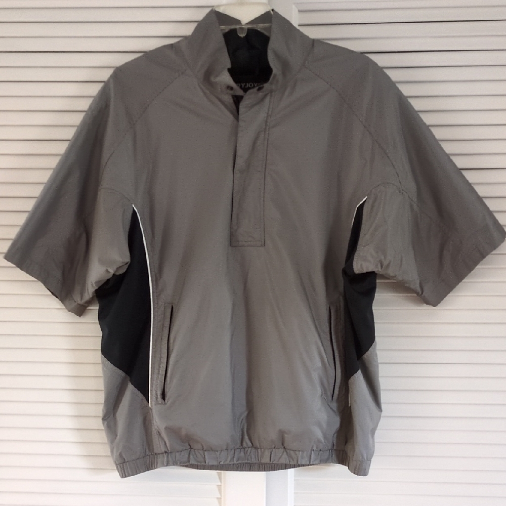 FootJoy Dry Joys Short-Sleeve Golf 1/4 Zip/Snap Windbreaker. Sz L. Gray/Blk